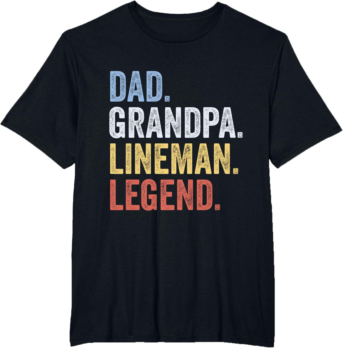 Dad Grandpa Lineman Legend Vintage T-Shirt - Black
