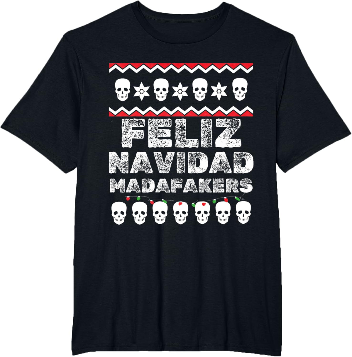Feliz Navidad Madafakers Matching Christmas Pajamas Xmas Men T-Shirt - Black