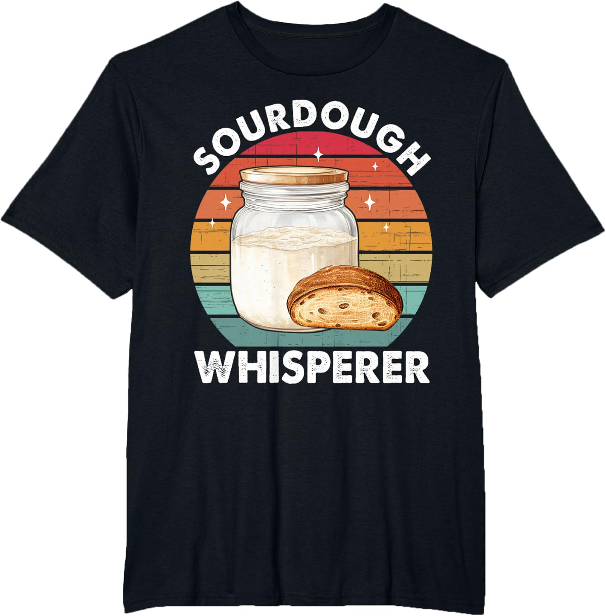 Sourdough Whisperer Retro Sourdough Bread Baker Fermentation T-Shirt - Black
