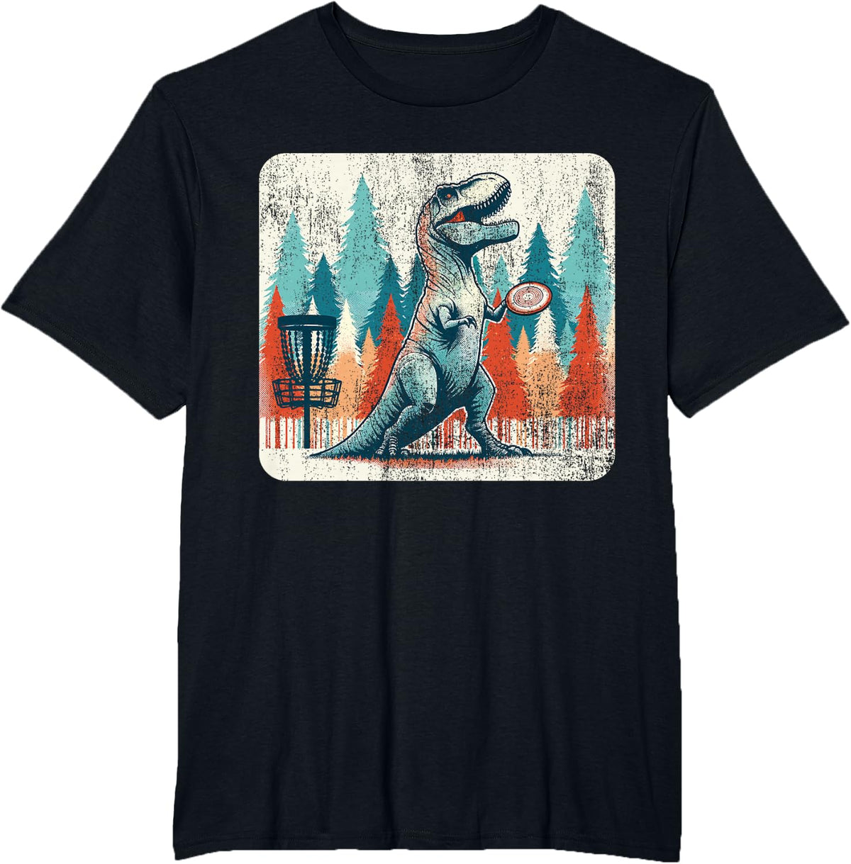 Disc Golfer I Dinosaur T-Rex Disc Golf Player T-Shirt - Black