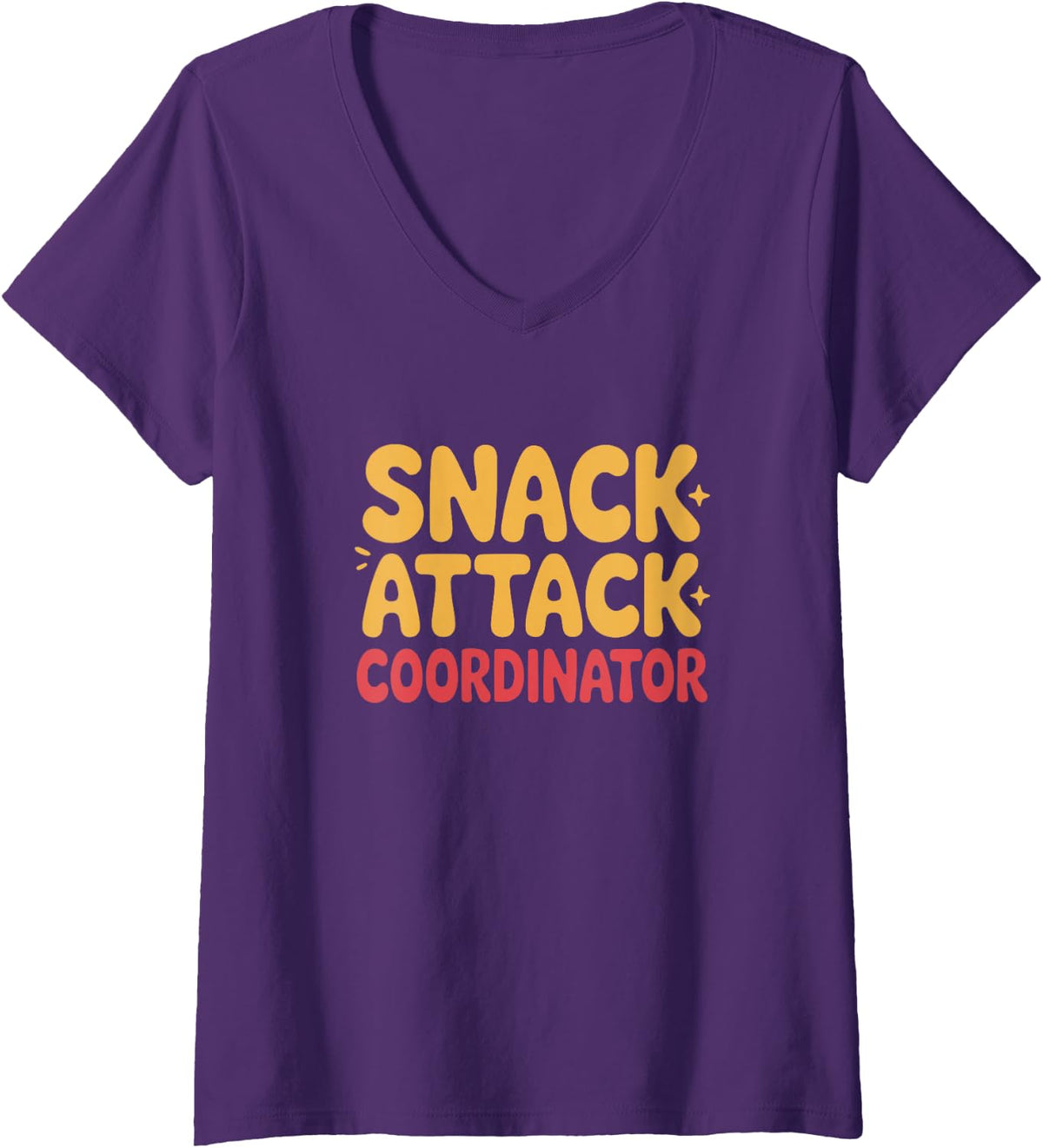 Women's Snack Attack Coordinator Kindergarten Teacher Humor V-Neck T-Shirt - Purple