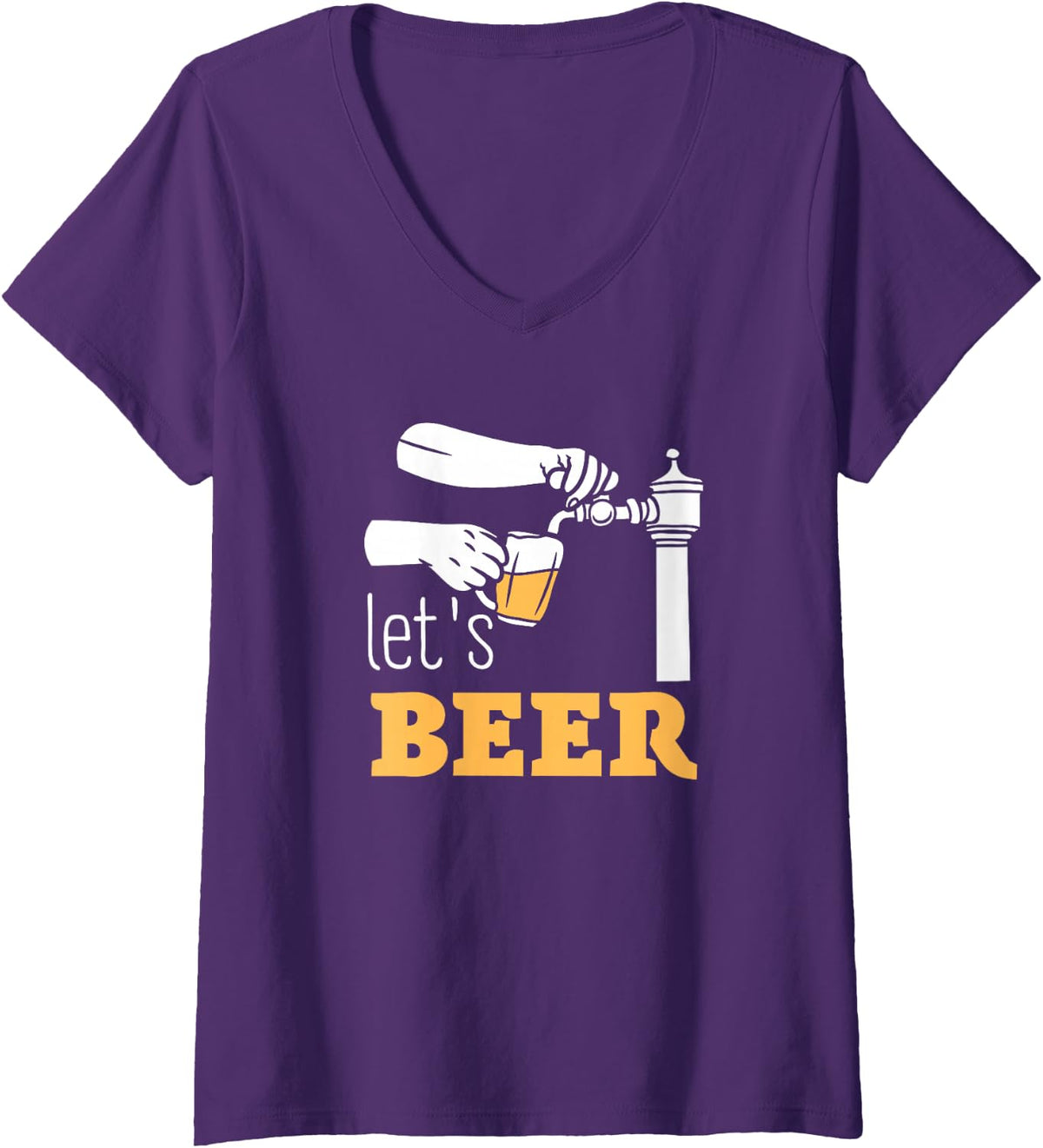 Women's Let's Beer On Tap Beer Glass Drinking Party Costume V-Neck T-Shirt - Purple