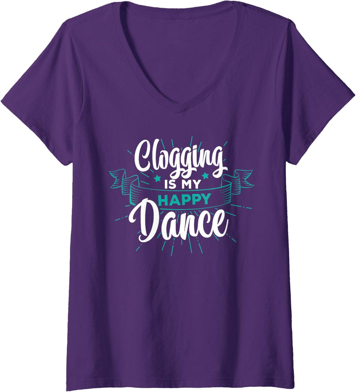 Womens Clogging is my happy dance V-Neck T-Shirt - Purple