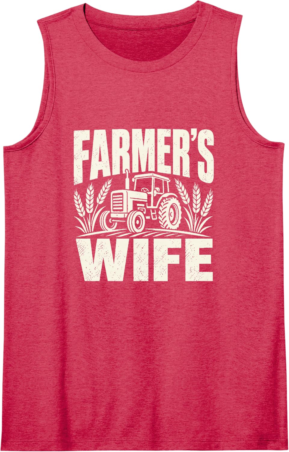 Farmer's Wife Tractor Silhouette Farm Life Tank Top - Red