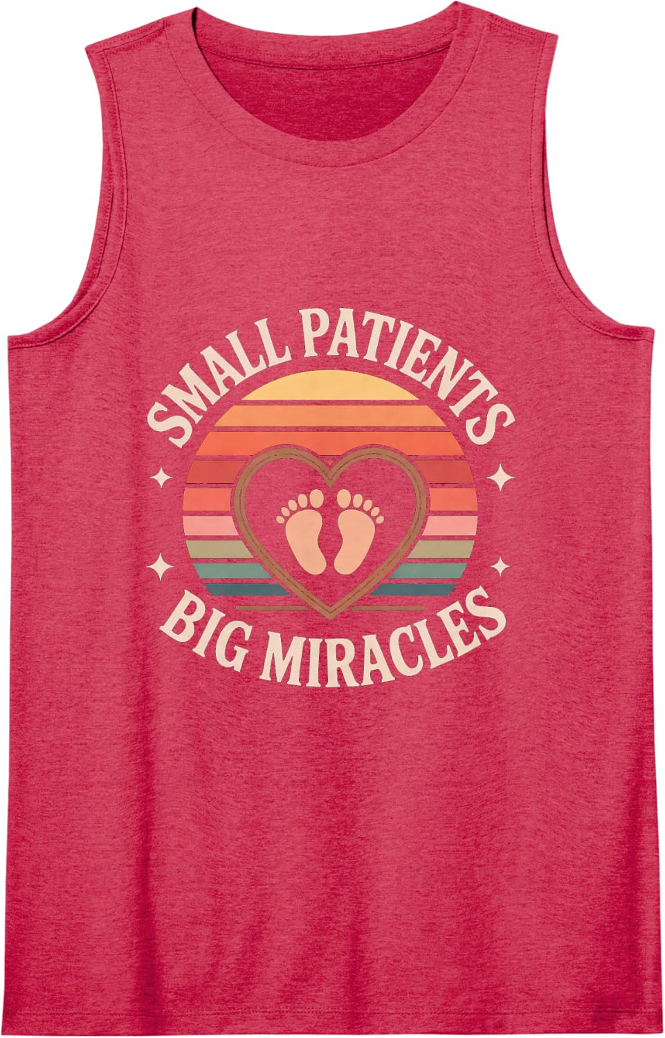 Small Patients Big Miracles NICU Nurse Neonatal Care Sleeveless Tank Top - Red