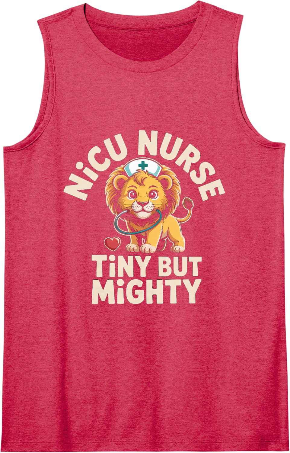 NICU Nurse Tiny But Mighty Neonatal ICU Nursing Humor Sleeveless Tank Top - Red