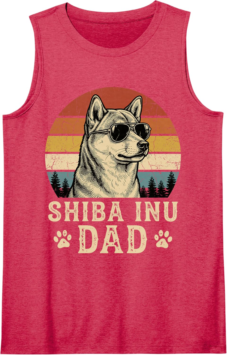 Shiba Inu Dad Sleeveless Tank Top - Red