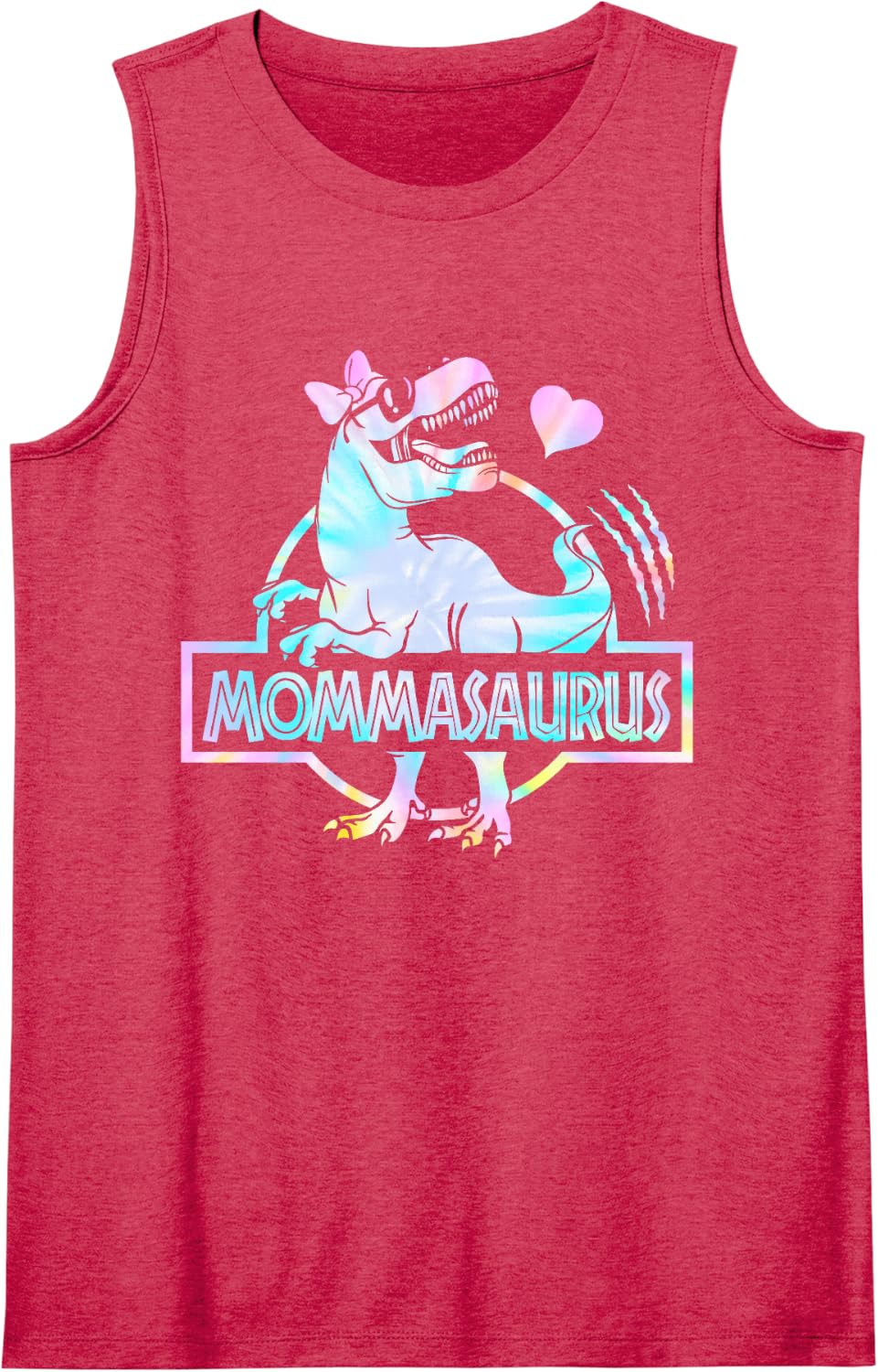 Mommasaurus T Rex Dinosaur Momma Saurus Family Matching Sleeveless Tank Top - Red