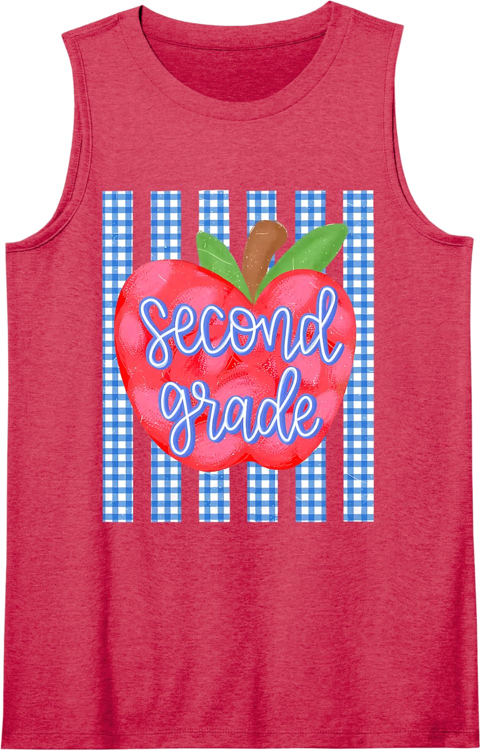 Second Grade Apple Happy First Day Back to School Striped Sleeveless Tank Top - Red