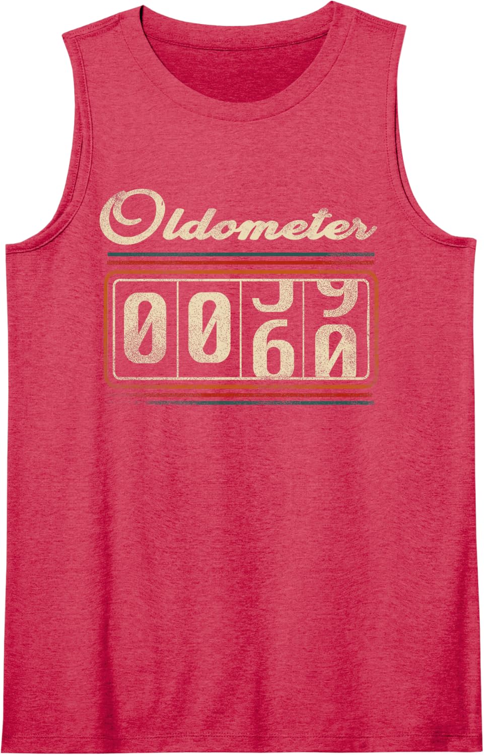 Oldometer 60th Birthday Dad Funny Retro Odometer Sleeveless Tank Top - Red