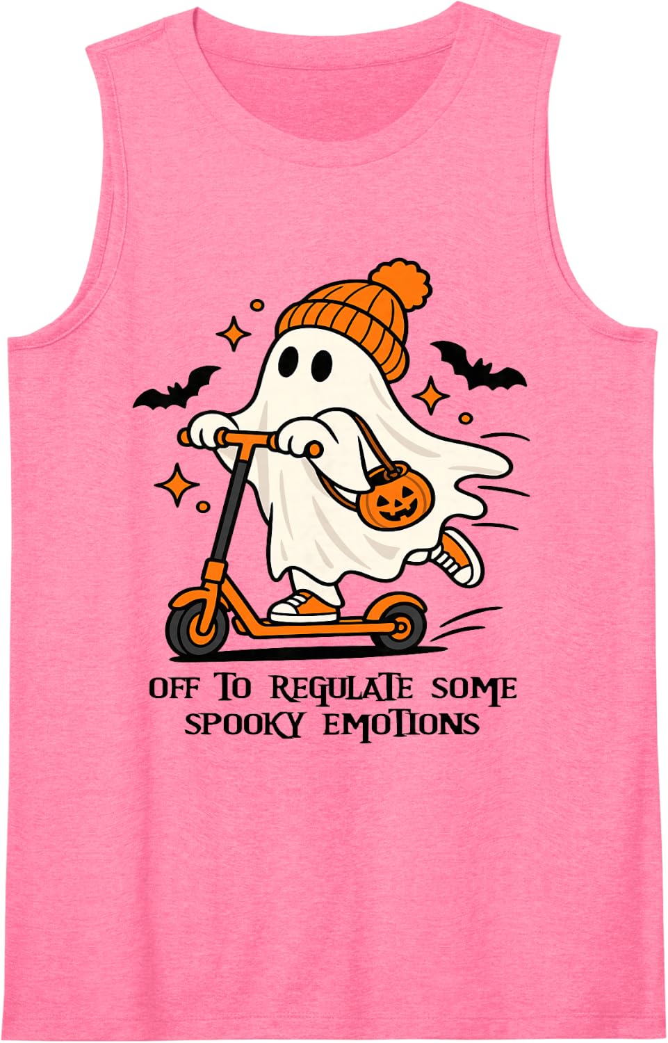 Off to Regulate Some Spooky Emotions Therapist Halloween Sleeveless Tank Top - Pink