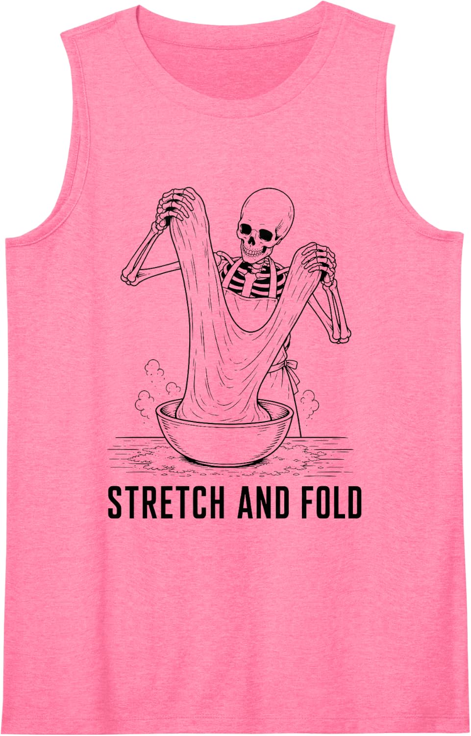 Stretch and Fold Sourdough Skeleton Funny Baking Sleeveless Tank Top - Pink