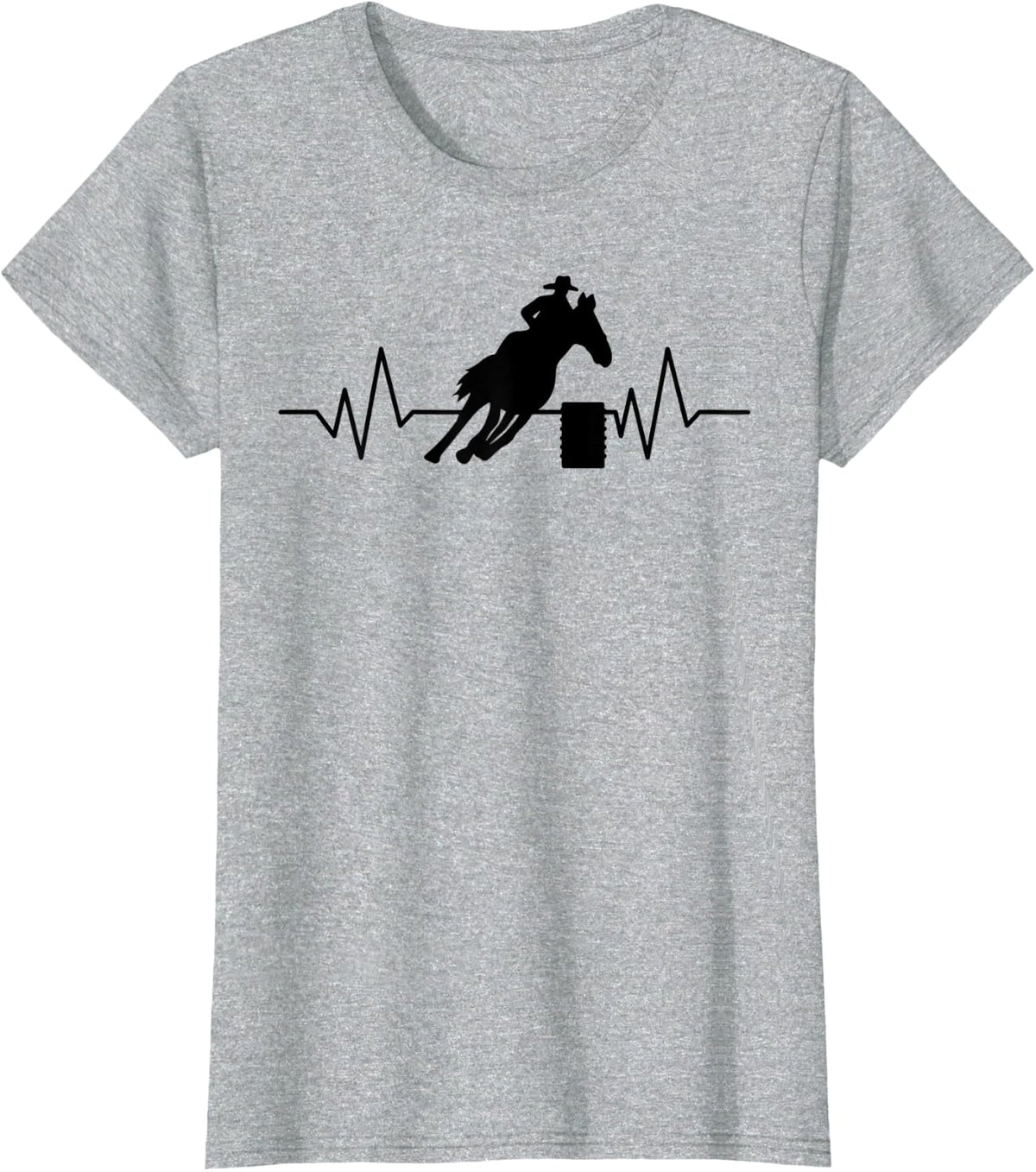 Barrel Racing Horse Rodeo Heartbeat Crazy About Horses T-Shirt - Heather Grey
