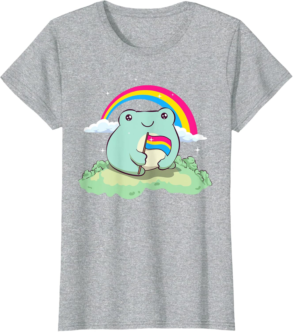 Pansexual Pride Pan Flag Cute Frog Subtle LGBTQ T-Shirt - Heather Grey
