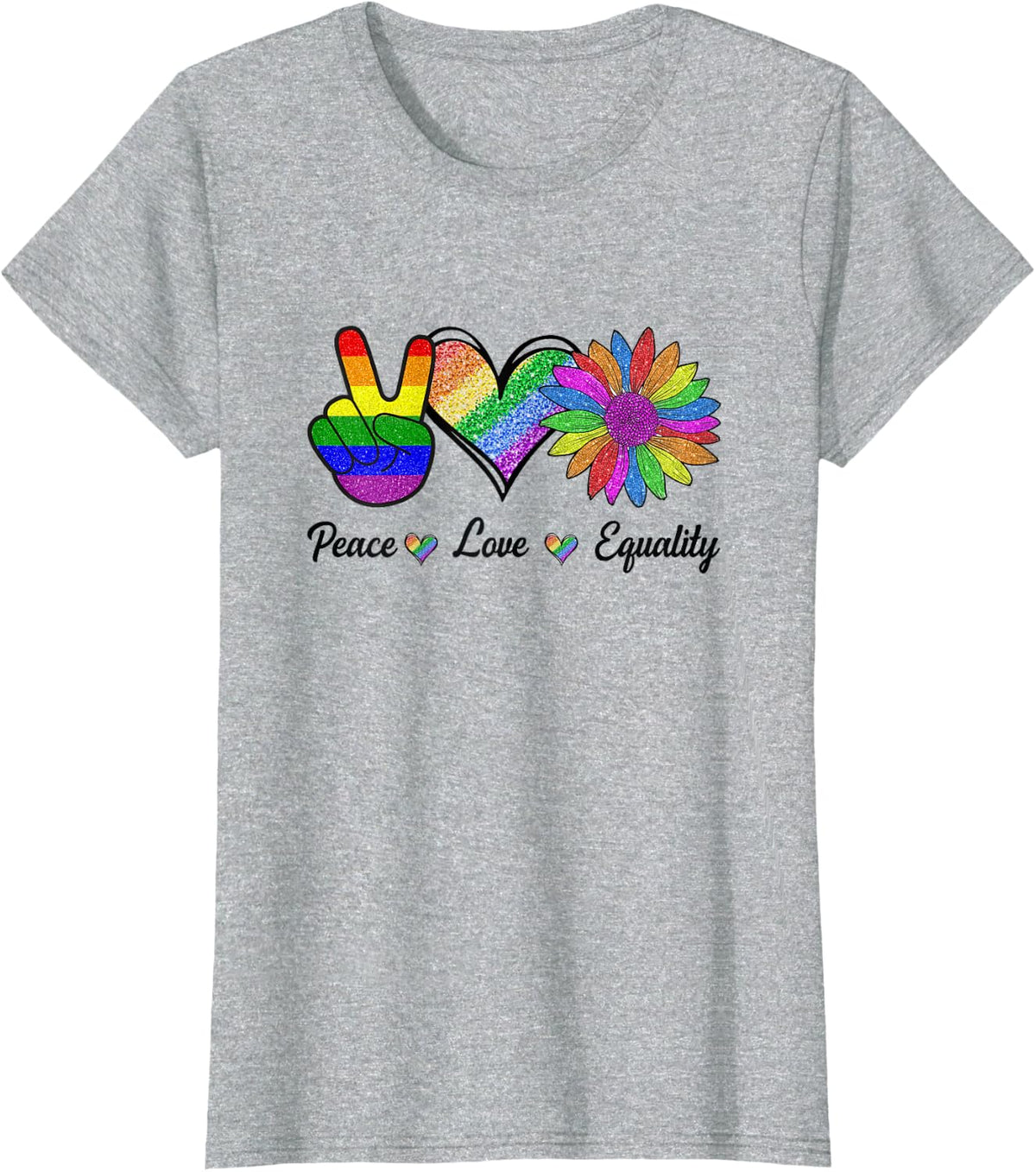 Peace Love Equality Lgbt Pride Month Equal spread love T-Shirt - Heather Grey