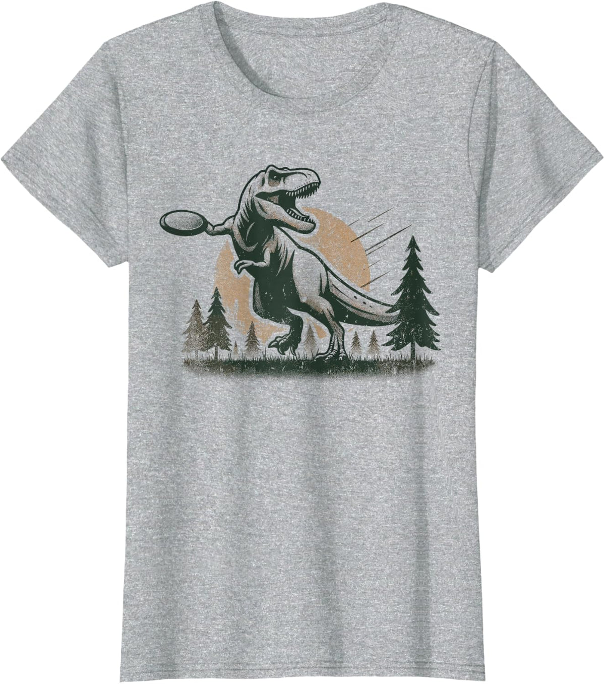 Disc Golfer I Dinosaur T-Rex Disc Golf Player Tees T Shirts For Men Women - Heather Grey