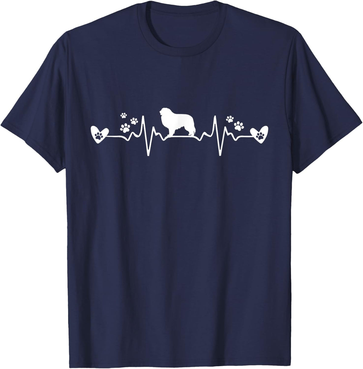 Great Pyrenees Heartbeat Dog Gifts T-Shirt - Navy Blue