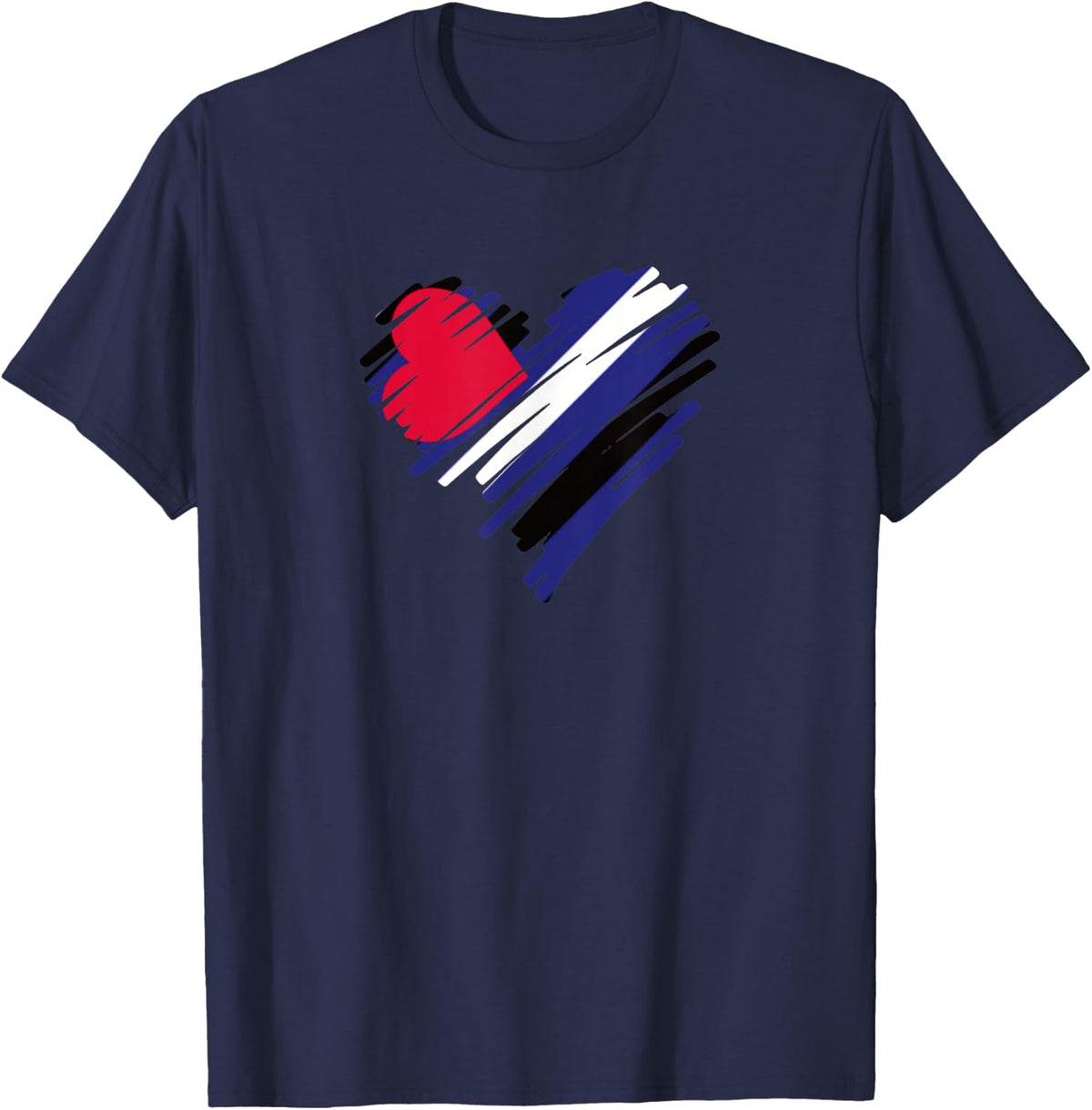 Leather Pride Heart T-Shirt - Navy Blue