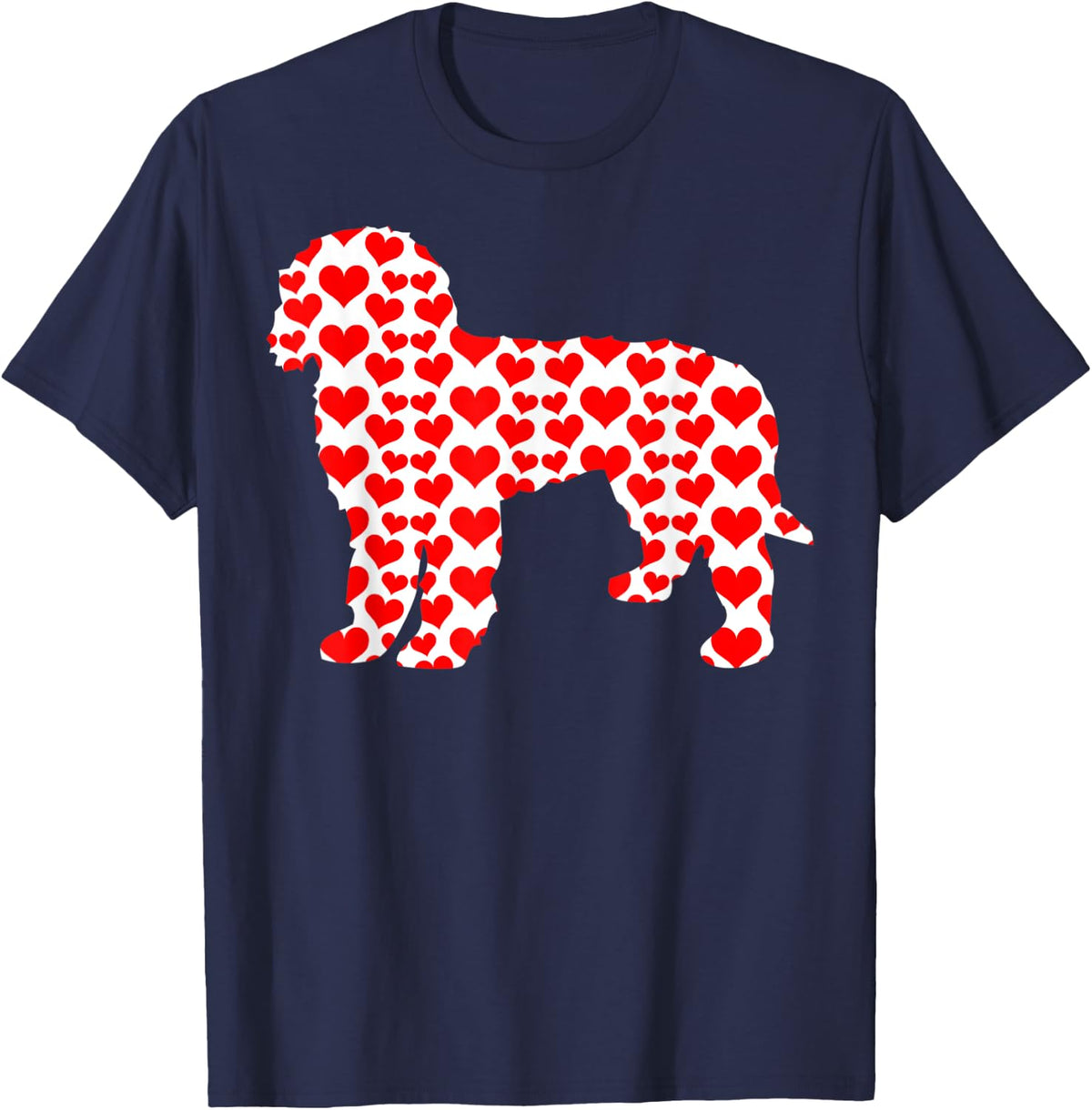 Labradoodle Dog Hearts Valentine Gift For Pet Lovers T-Shirt - Navy Blue