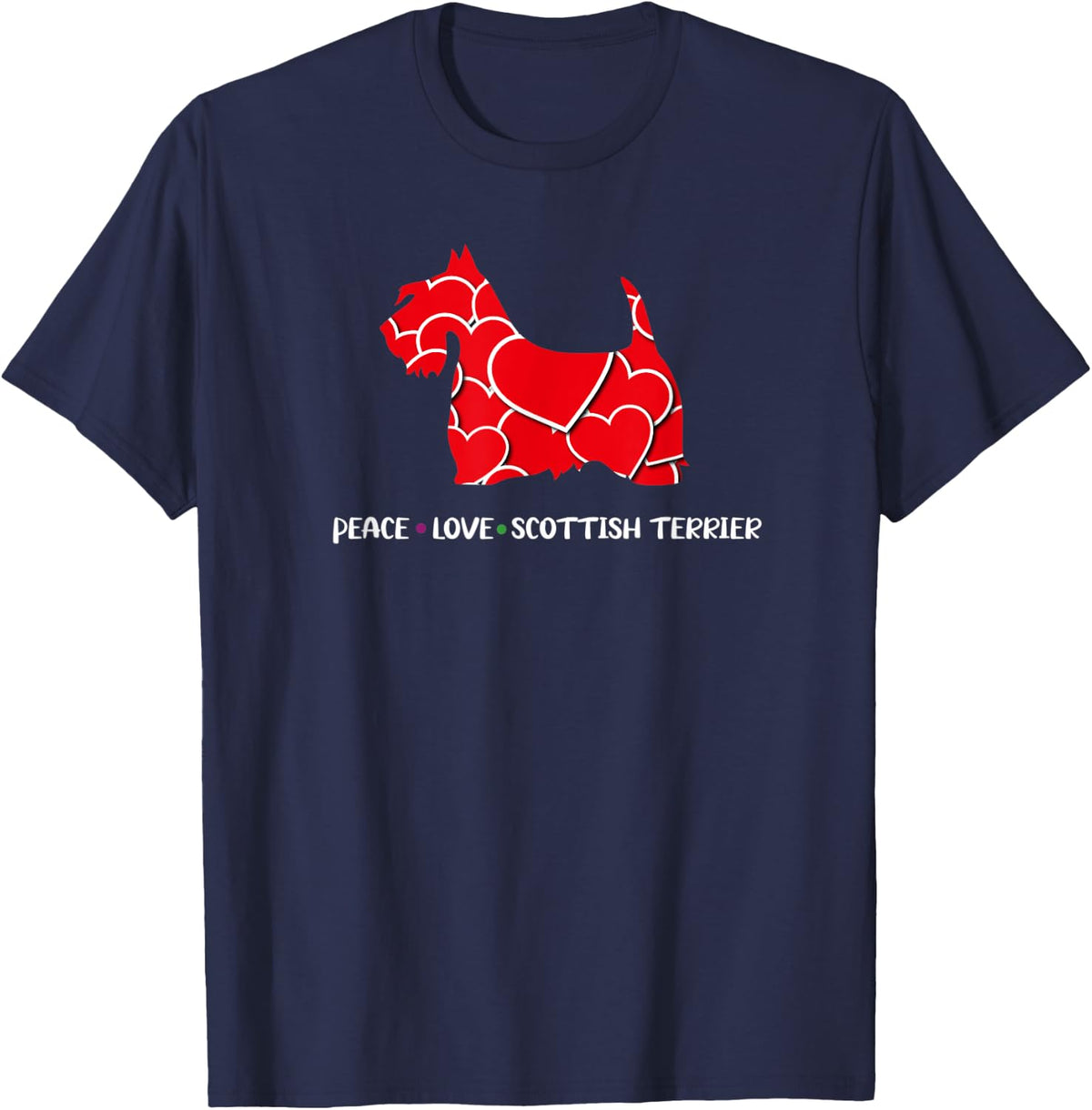 Peace Love Scottish Terrier T-Shirt - Navy Blue