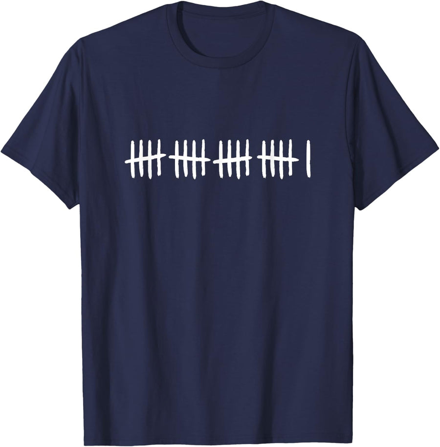 21st Birthday Unique Funny Tally Marks for 21 Year Old T-Shirt - Navy Blue