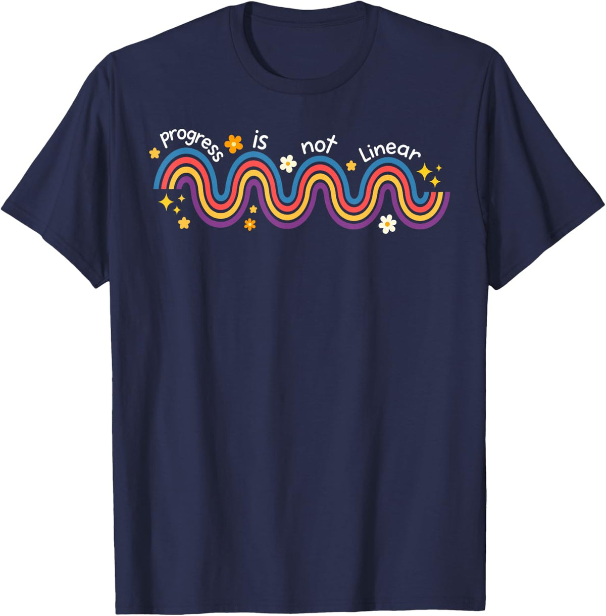 Progress is Not Linear SPED Teacher Mental Health Awareness T-Shirt - Navy Blue