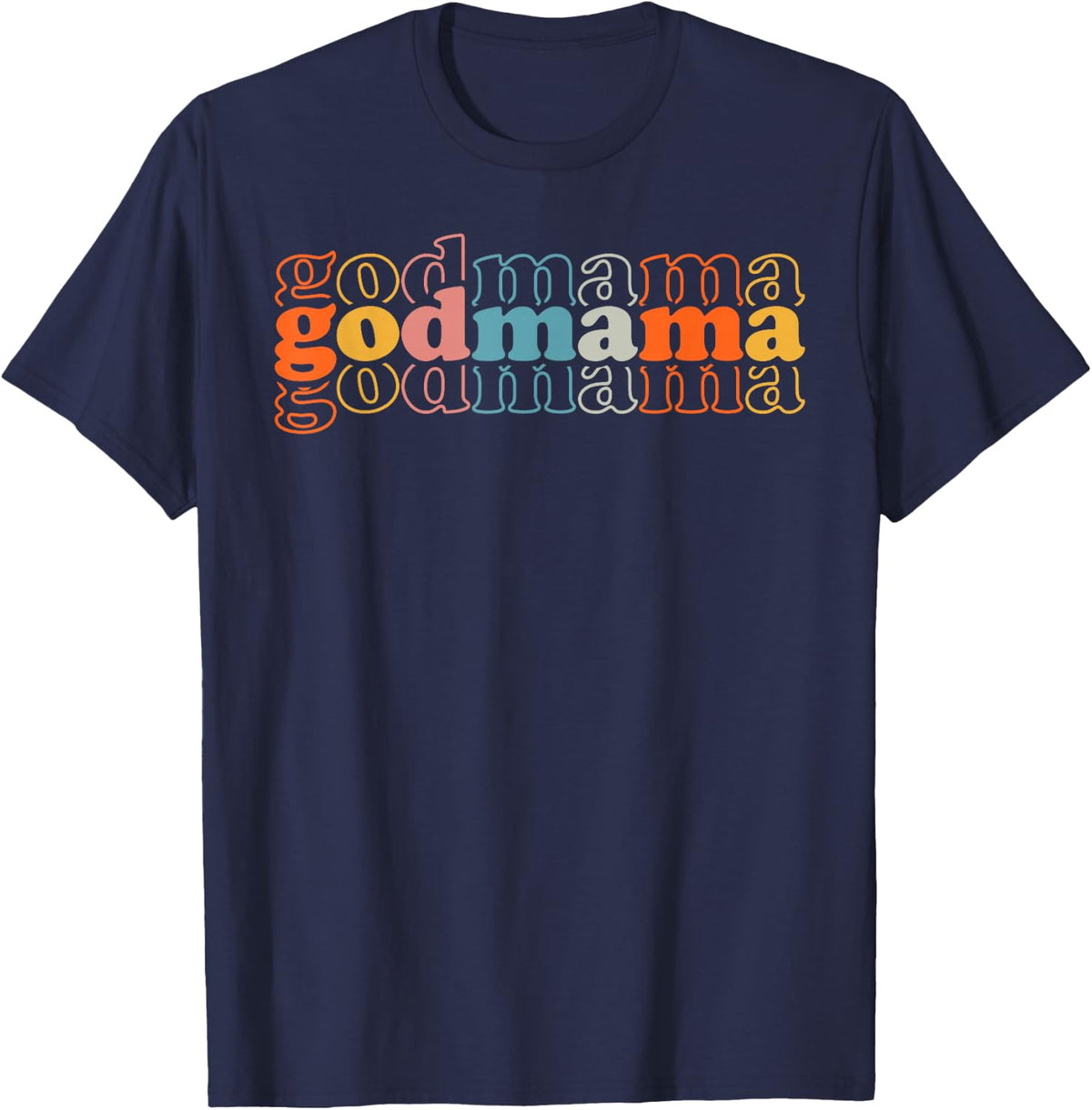 Godmama Retro Mother's Day Best Godmother T-Shirt - Navy Blue