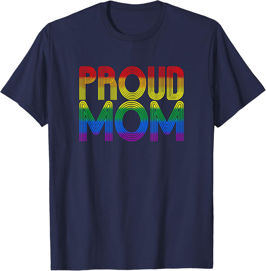 Proud Mom Pride Month LGBTQ Matching Family T-Shirt - Navy Blue