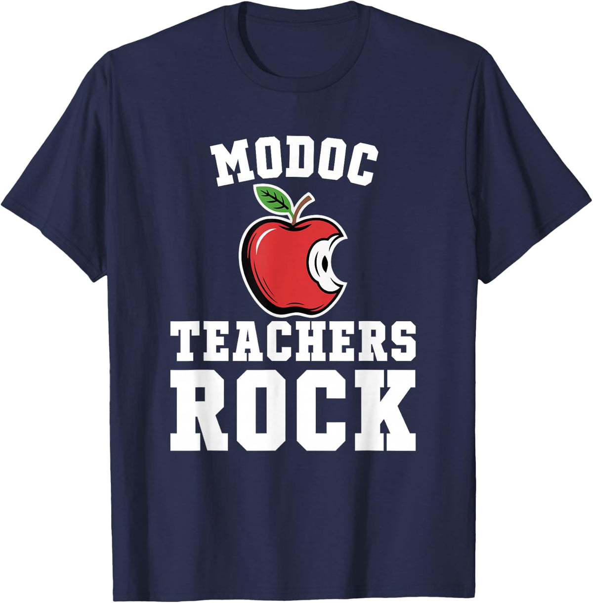 Modoc Teachers Rock! Retro School Support Teaching T-Shirt - Navy Blue