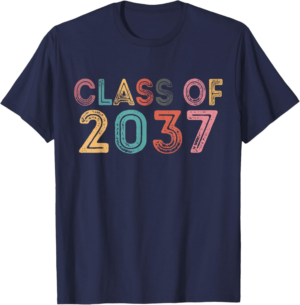 Class Of 2037 Grow With Me Graduation 2037 T-Shirt - Navy Blue
