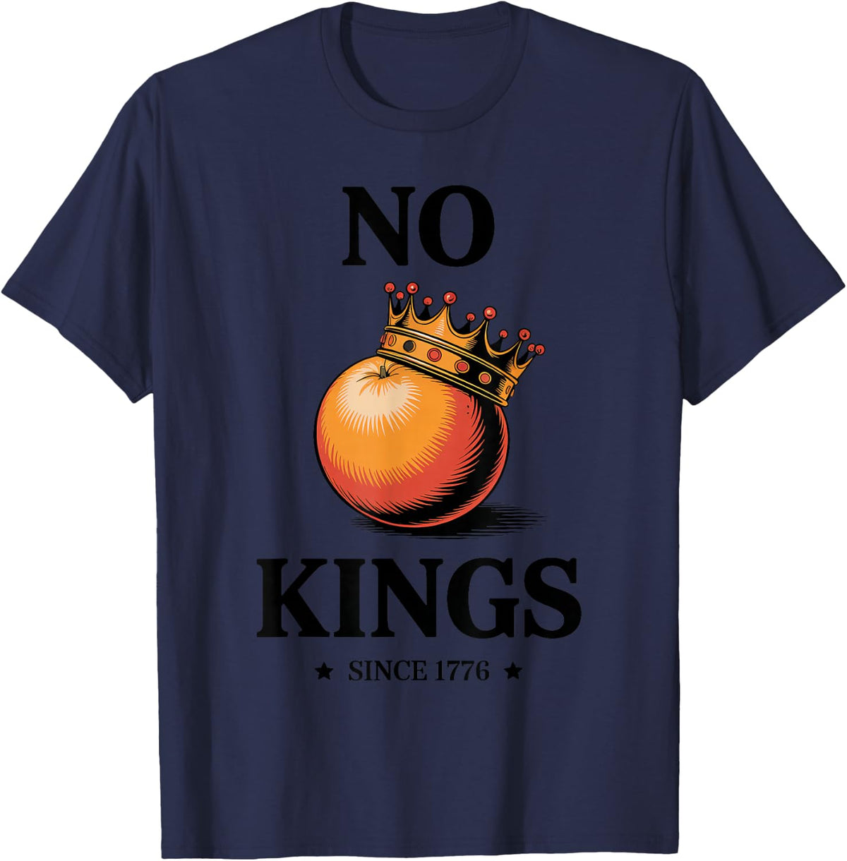 No Kings Day for Men Women Resist Orange No Kings in America T-Shirt - Navy Blue