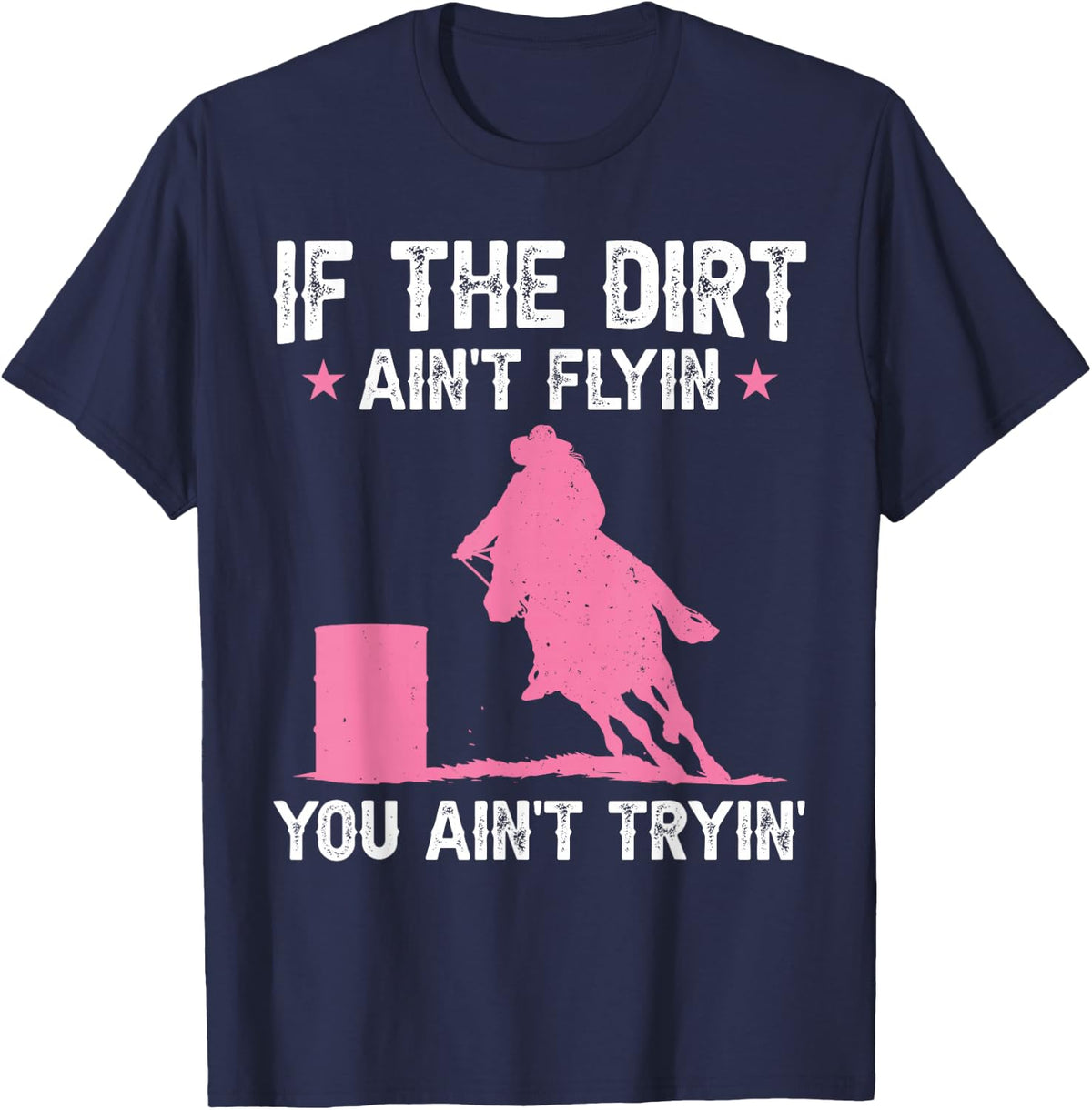 Funny Barrel Racing Art for Men Women Youth Western Rodeo T-Shirt - Navy Blue