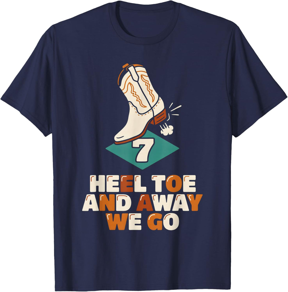 Line Dance Country Dancing Music Dancer Western Party Boots T-Shirt - Navy Blue