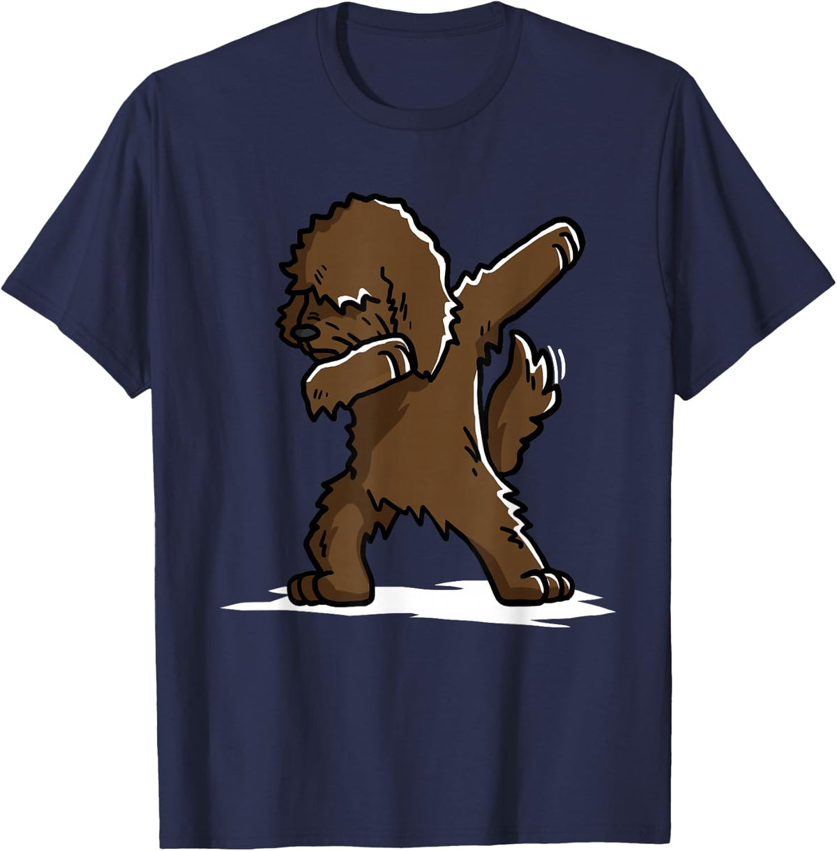 Dabbing Chocolate Goldendoodle Dab Dance Funny Dog T-Shirt - Navy Blue