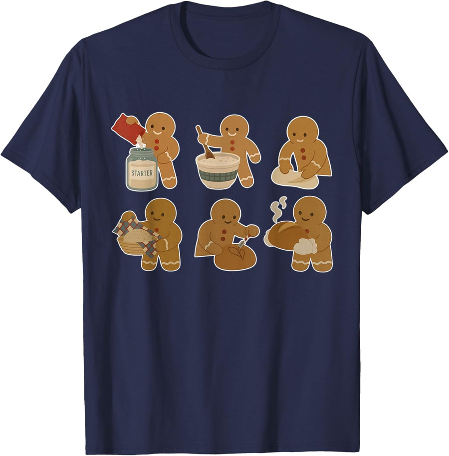 Sourdough Bread Christmas Gingerbread Homemaker Baking Baker T-Shirt - Navy Blue