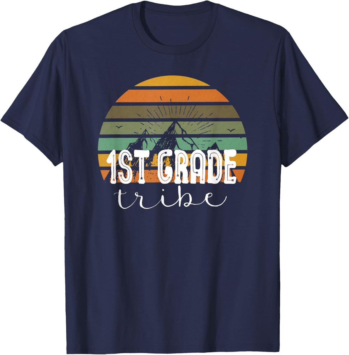 First Grade Tribe Teacher Student Team 1st Grade Retro T-Shirt - Navy Blue