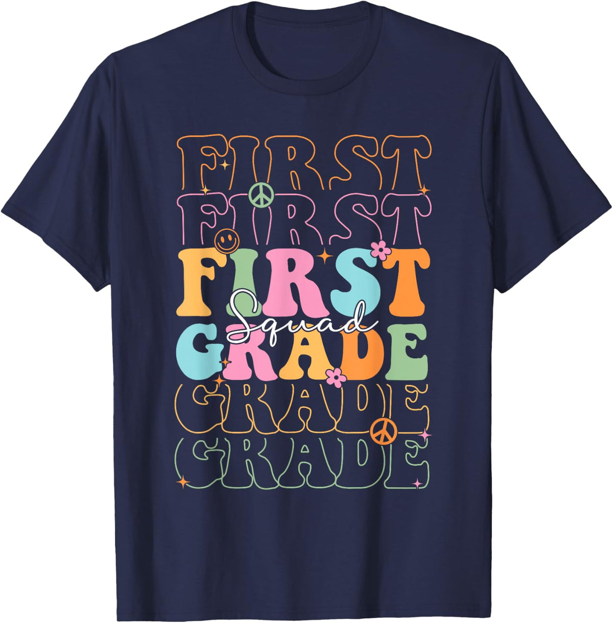 First Grade Squad Student Teacher Gift Back To School Kids T-Shirt - Navy Blue