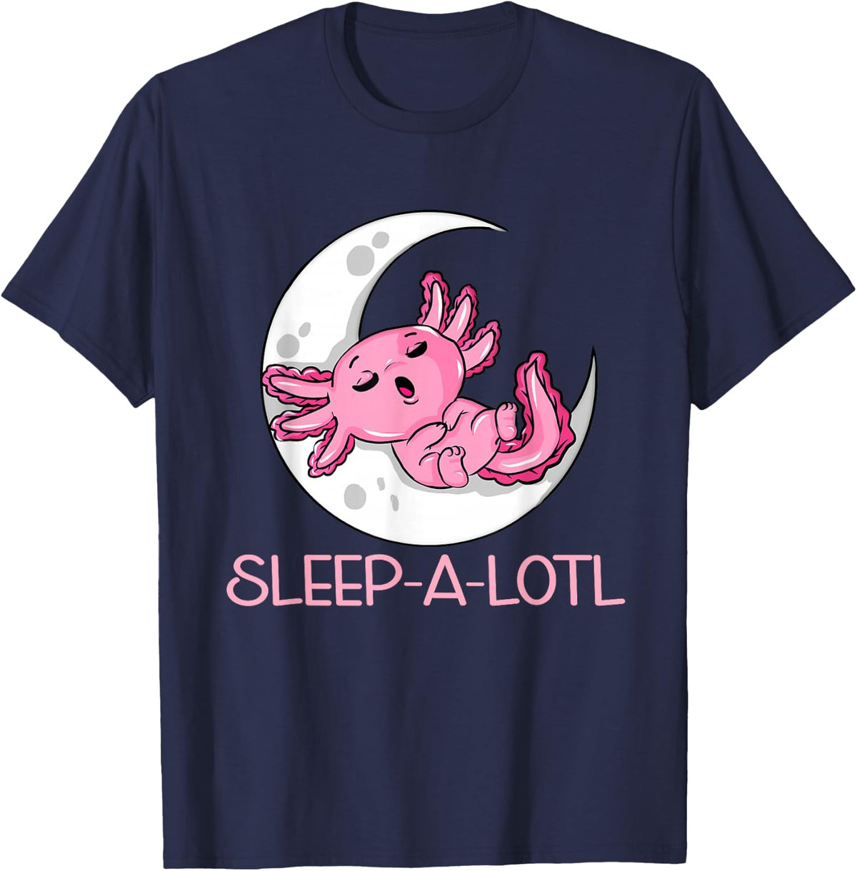 SLEEP-A-LOTL Sleeping Axolotl Pyjamas Ambhibie T-Shirt - Navy Blue