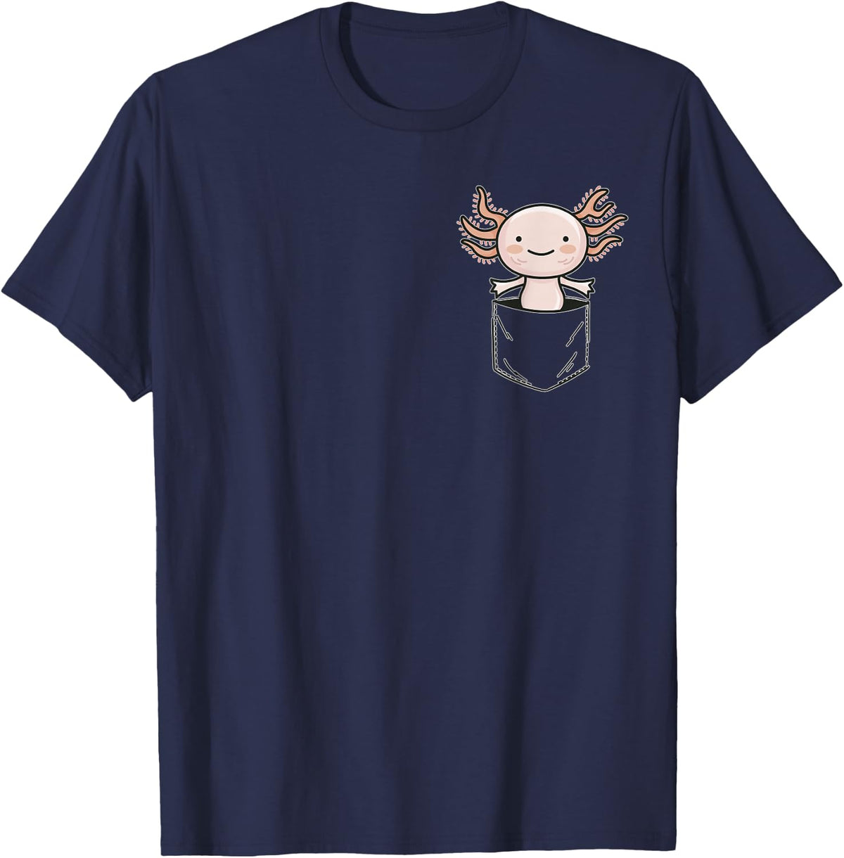 Funny Axolotl In The Pocket Design Axolotls Pocket T-Shirt - Navy Blue