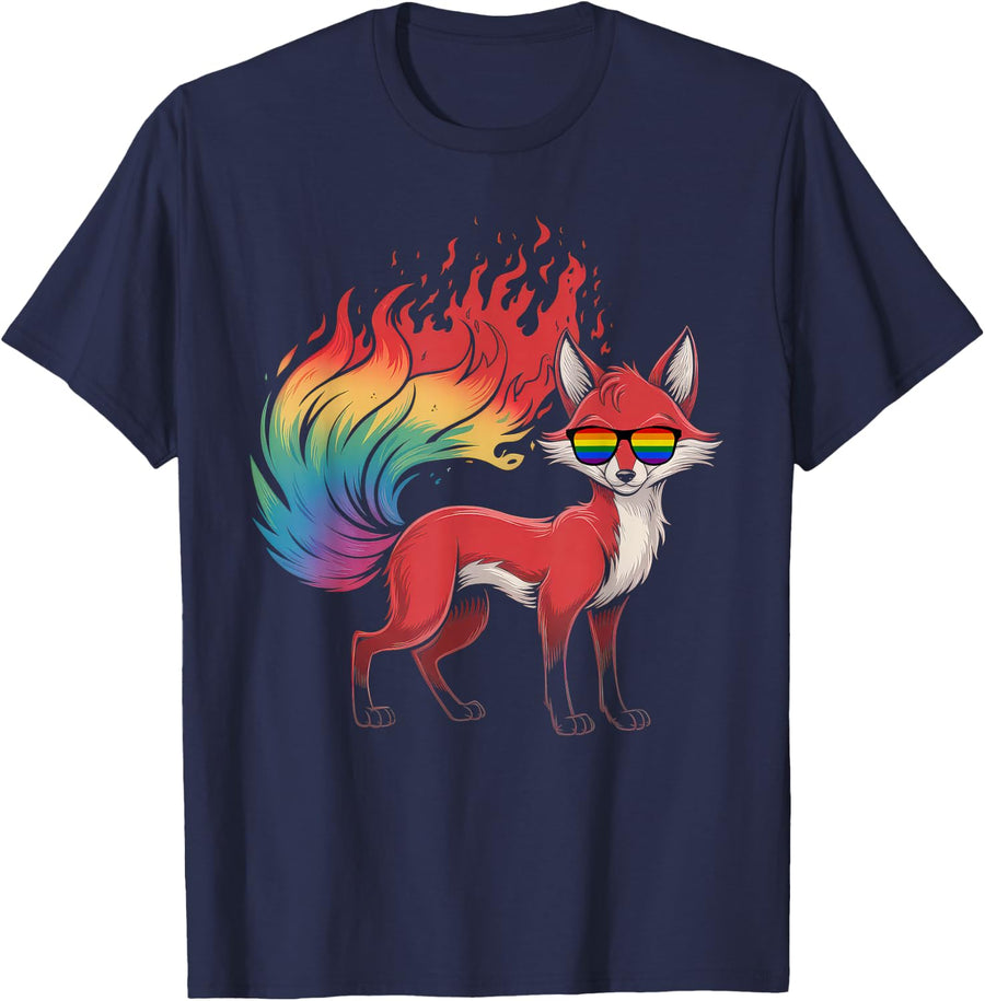 LGBT Pride Flag Rainbow Lesbian Transgender Homo T-Shirt - Navy Blue