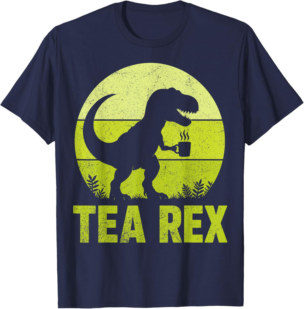 Tea Rex Funny Dinosaur T-Rex Tea Lover Pun T-Shirt - Navy Blue
