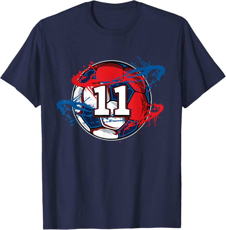 #11 Soccer Jersey t-Shirt - Number Eleven Soccer Player Gift T-Shirt - Navy Blue