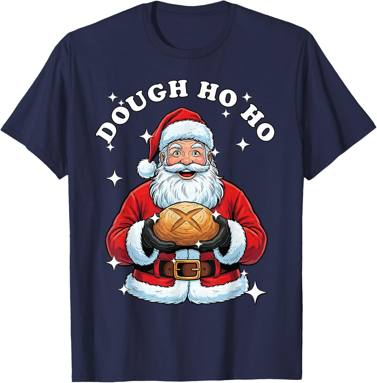Sourdough Bread Christmas, Baker Santa Sourdough T-Shirt - Navy Blue