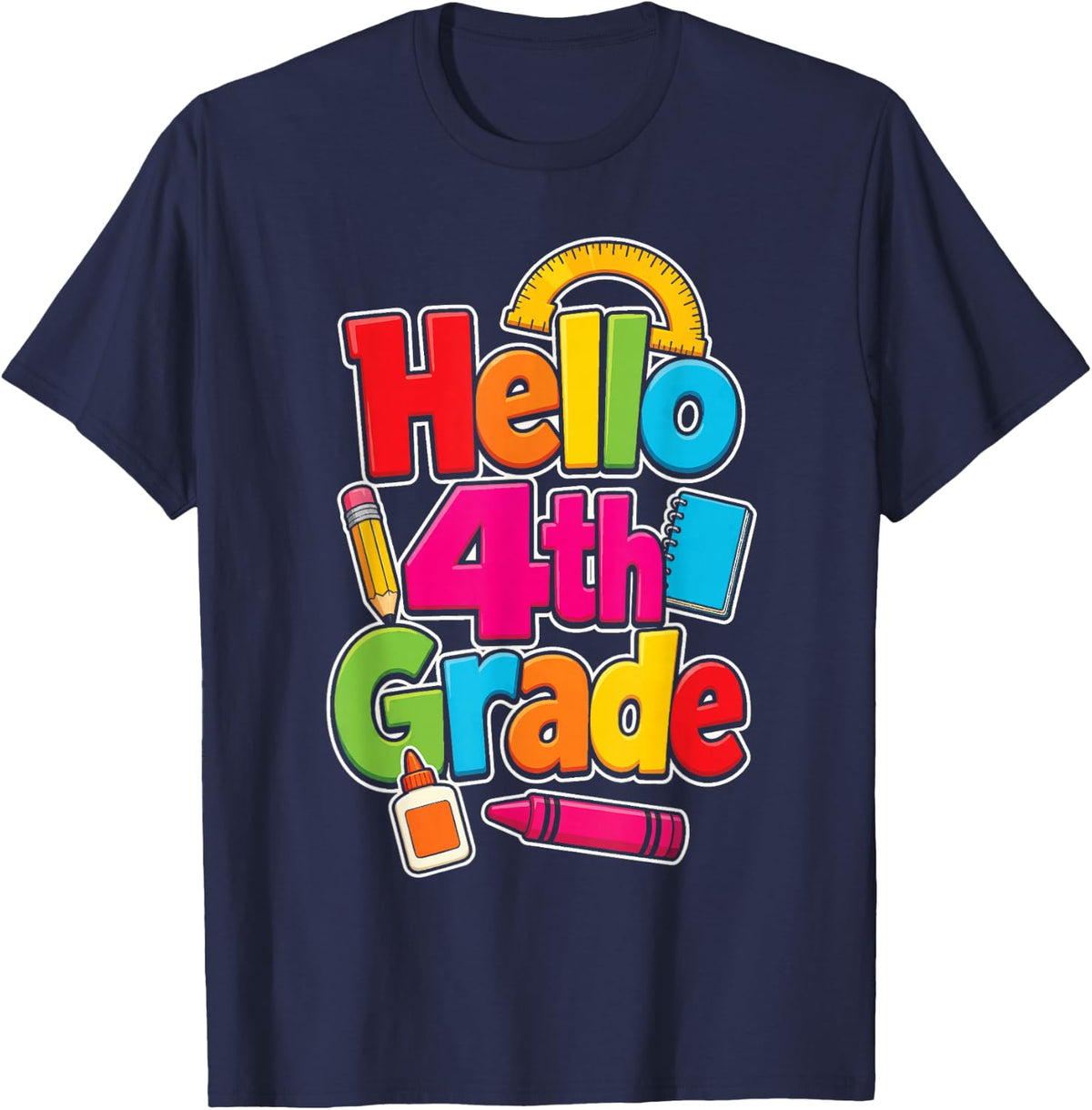 4th Grade Back to School First Day Kids Gift T-Shirt - Navy Blue