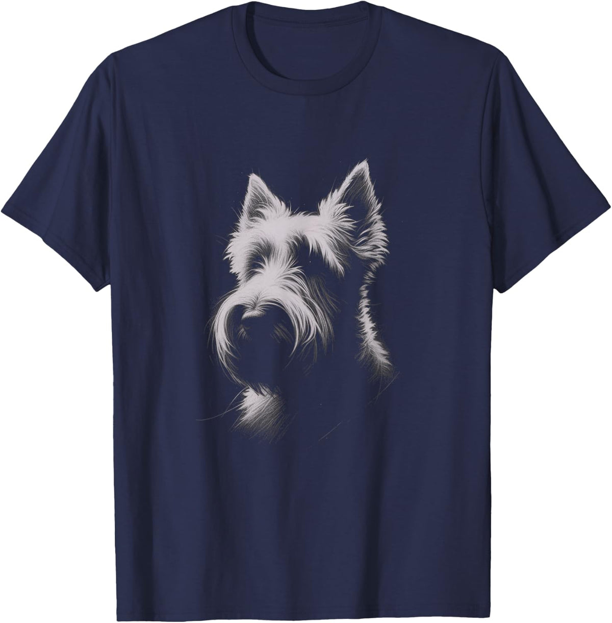 Scottish Terrier Sketch Art Scottie Design T-Shirt - Navy Blue