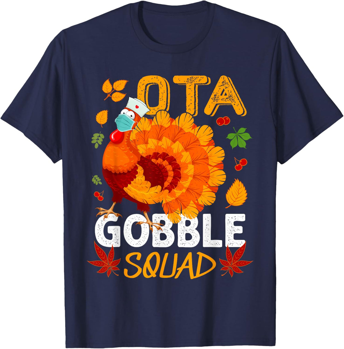 OTA Gobble Squad Turkey Mask OT Thanksgiving Matching T-Shirt - Navy Blue