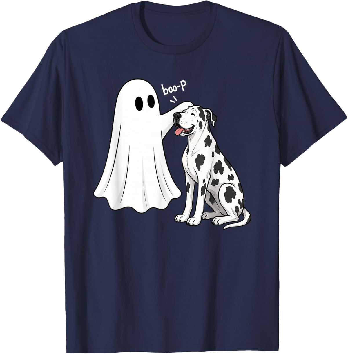 Great Dane Ghost Halloween Dog T-Shirt - Navy Blue