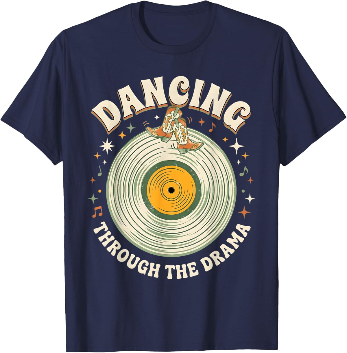 Line Dance Vinyl Record Line Dancing Line Dancer T-Shirt - Navy Blue