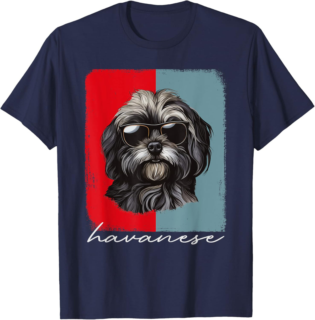 Retro Havanese Dog Lover Gift Havanese Mom Dad Dog Owner T-Shirt - Navy Blue