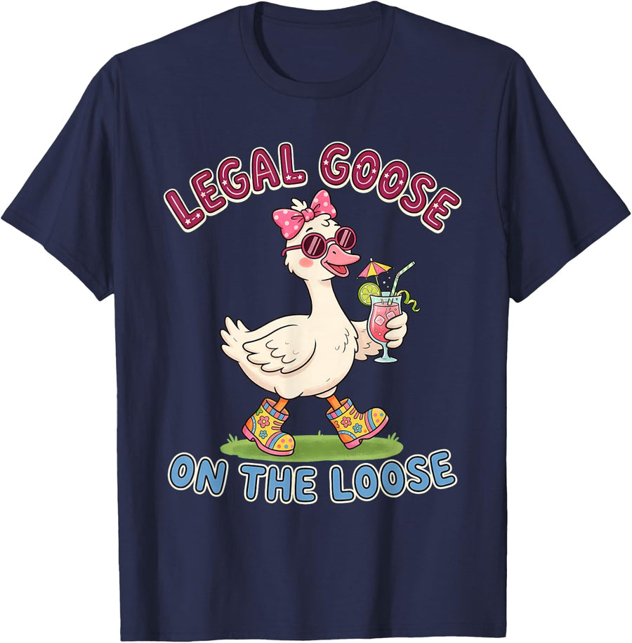 Legal Goose Girl 21st Birthday Women Summer Party T-Shirt - Navy Blue